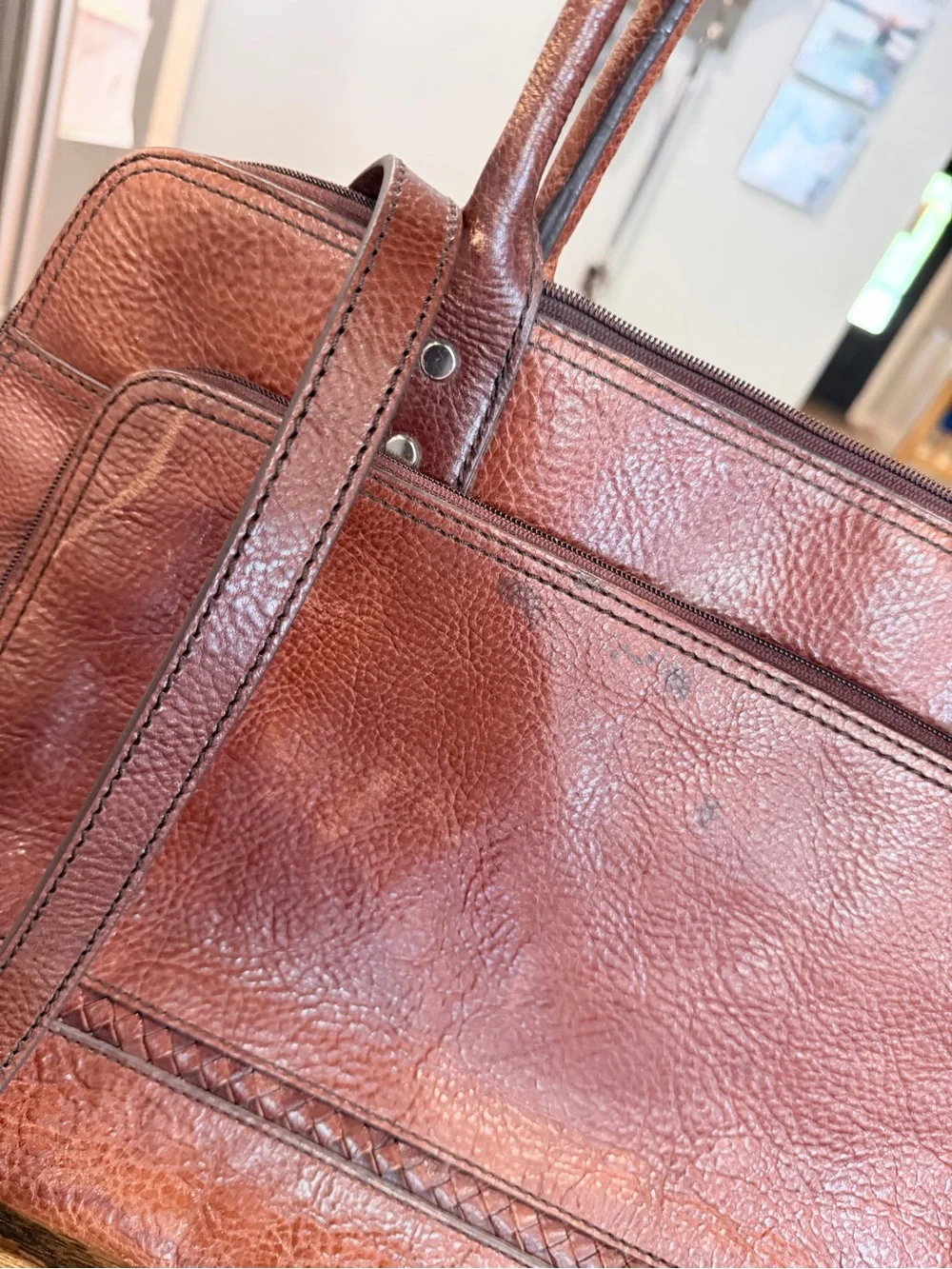 Wilsons Leather Brown Leather Laptop Bag with Shoulder Strap